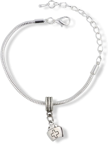 Emerald Park Jewelry Nurse Hat with Cross on it Snake Chain Charm Bracelet