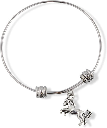 Emerald Park Jewelry Horse on Hind Legs with Bushy Tail Fancy Charm Bangle