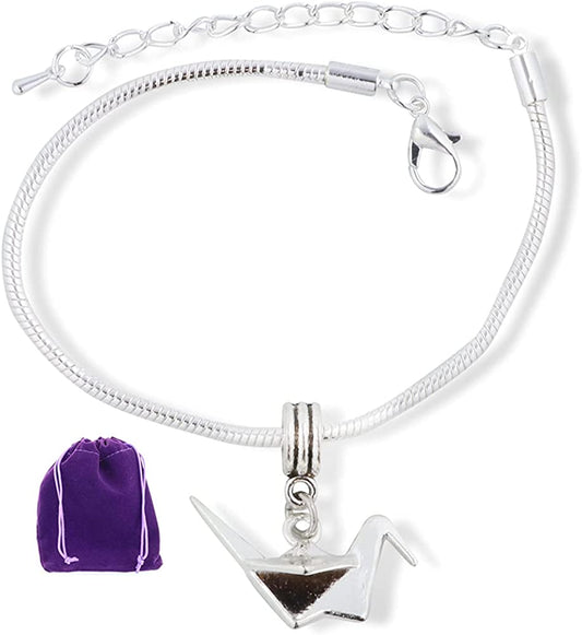 Origami Bird Snake Chain Charm Bracelet