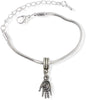 Hamsa (small with swirls on palm) Snake Chain Charm Bracelet
