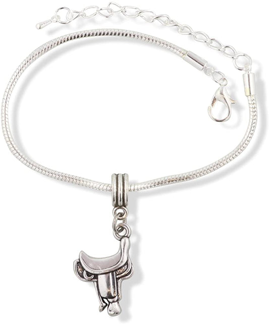EPJ English Riding Horse Saddle Snake Chain Charm Bracelet