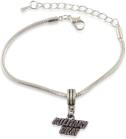 Emerald Park Jewelry Military Brat Snake Chain Charm Bracelet