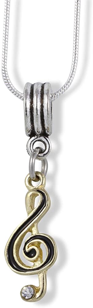 Treble Clef Music Symbol Charm Snake Chain Necklace