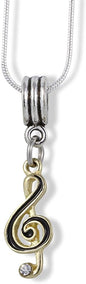 Treble Clef Music Symbol Charm Snake Chain Necklace