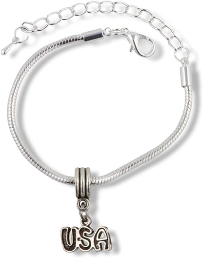 USA (just letters) Snake Chain Charm Bracelet