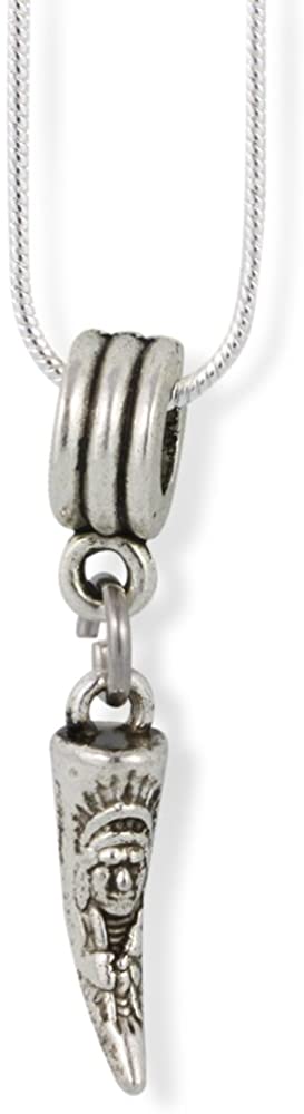 Emerald Park Jewelry Tusk with Native Carving Charm Snake Chain Necklace