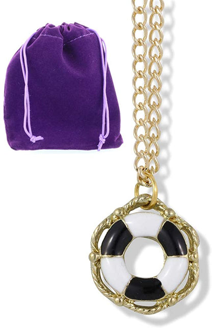 Emerald Park Jewelry Life Saver Buoy Ring Charm Snake Chain Necklace