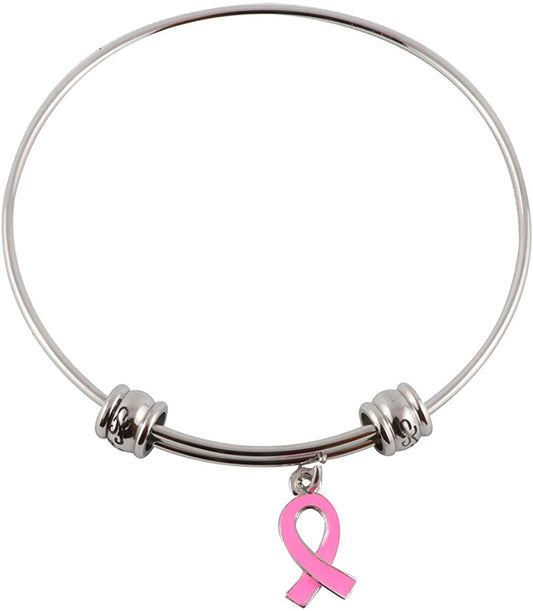 Emerald Park Jewelry Pink Ribbon Fancy Bangle