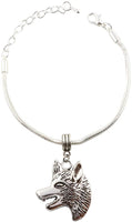 Emerald Park Jewelry Wolf Head Snake Chain Charm Bracelet