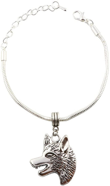 Emerald Park Jewelry Wolf Head Snake Chain Charm Bracelet