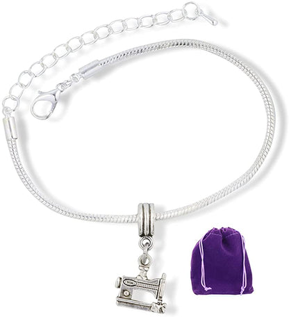 Emerald Park Jewelry Sewing Machine Snake Chain Charm Bracelet