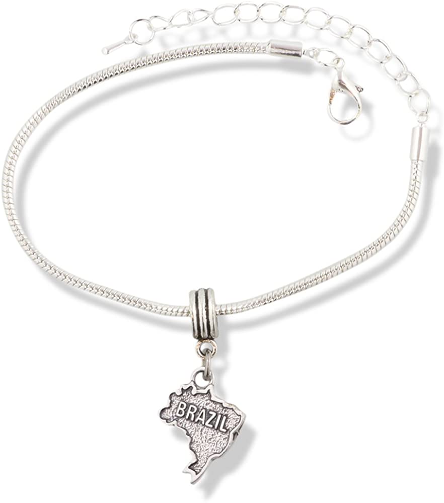 EPJ Brazil Bracelet | Stainless Steel Snake Chain Charm Bracelet