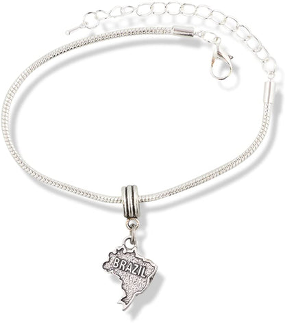 EPJ Brazil Bracelet | Stainless Steel Snake Chain Charm Bracelet