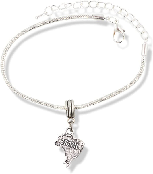 EPJ Brazil Bracelet | Stainless Steel Snake Chain Charm Bracelet