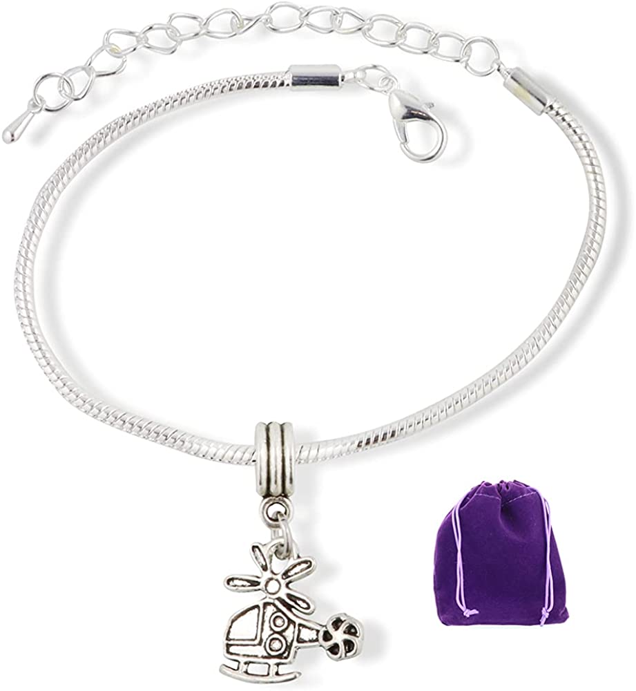 Helicopter Snake Chain Charm Bracelet