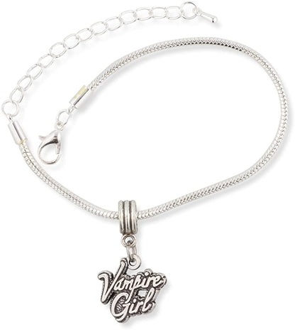 EPJ Vampire Girl Text Snake Chain Charm Bracelet