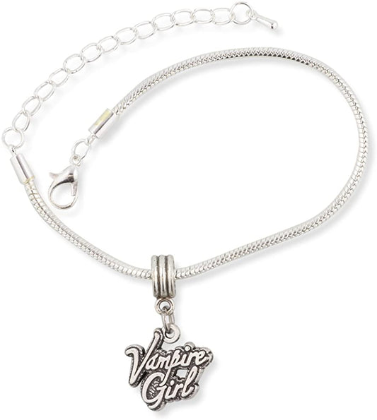 EPJ Vampire Girl Text Snake Chain Charm Bracelet
