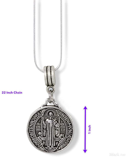 St Benedict Necklace | St Benedict Medals Pendant on a 22 inch Stainless Steel Snake Chain Medallas de Hombre Gift for Men or Women Medalla de San Benito Saint Benedict Necklace of Protection