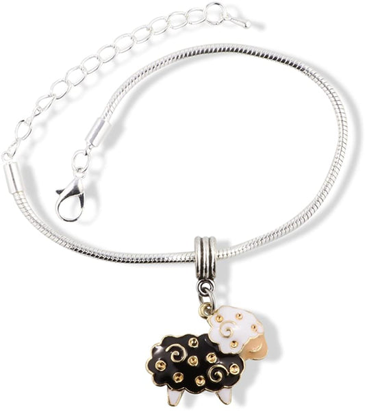 EPJ Sheep Bracelet | Stainless Steel Hypoallergenic White Head Black Body Snake Chain