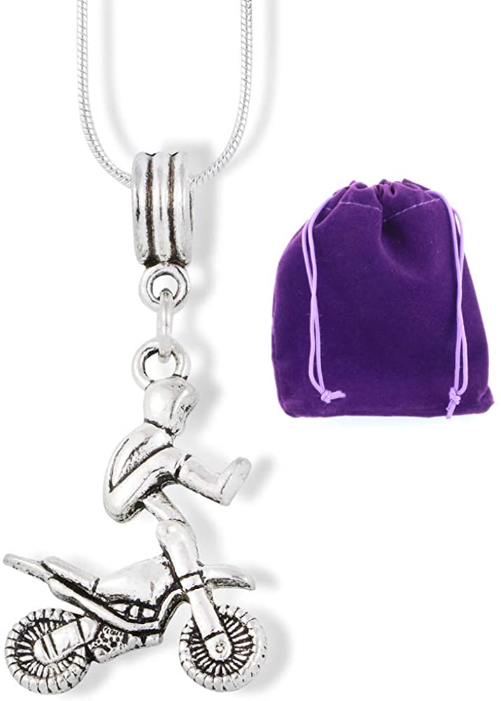Motocross Jewelry for Women | A Dirtbike Charm Pendant for Moto Cross Fans a Great Dirt Bike Necklace or Dirt Bike Pendant as a Motocross Necklace for Women and Men that Love Dirt Bike Jewelry