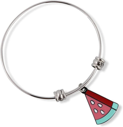 Watermelon Bracelet | Enamel on Metal Charm Fancy Bangle