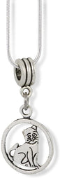 Emerald Park Jewelry Cat Sitting Within a Circle Charm Snake Chain Necklace