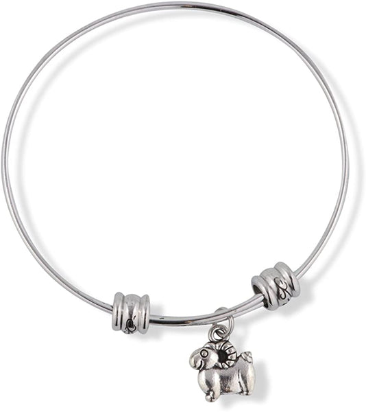 Emerald Park Jewelry Ram Mountain Goat (Cartoonish) Fancy Charm Bangle