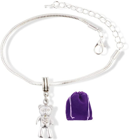 Teddy Bear with Rhinestones for Eyes and Belly Bracelet