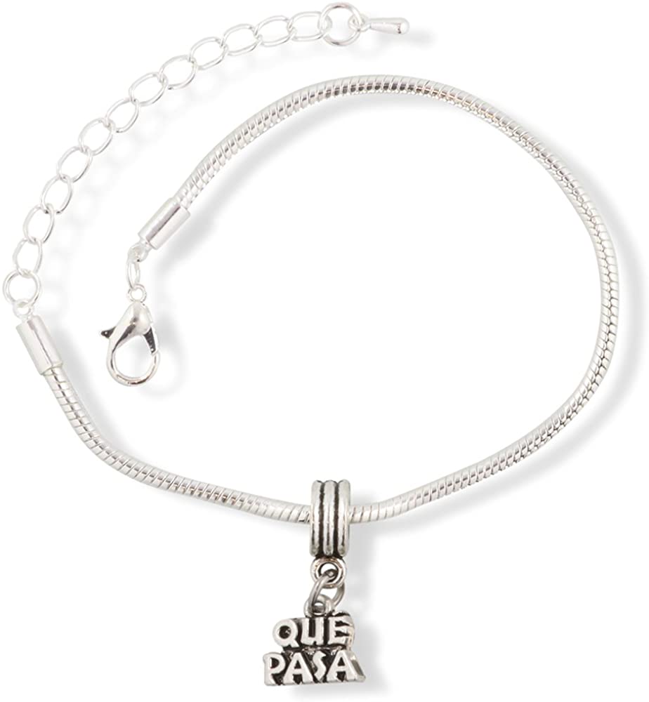 EPJ Que Pasa Text Snake Chain Charm Bracelet