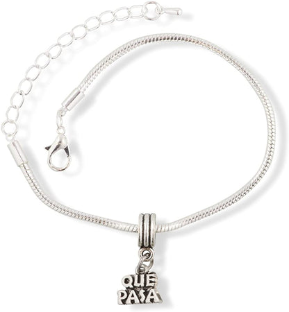 EPJ Que Pasa Text Snake Chain Charm Bracelet