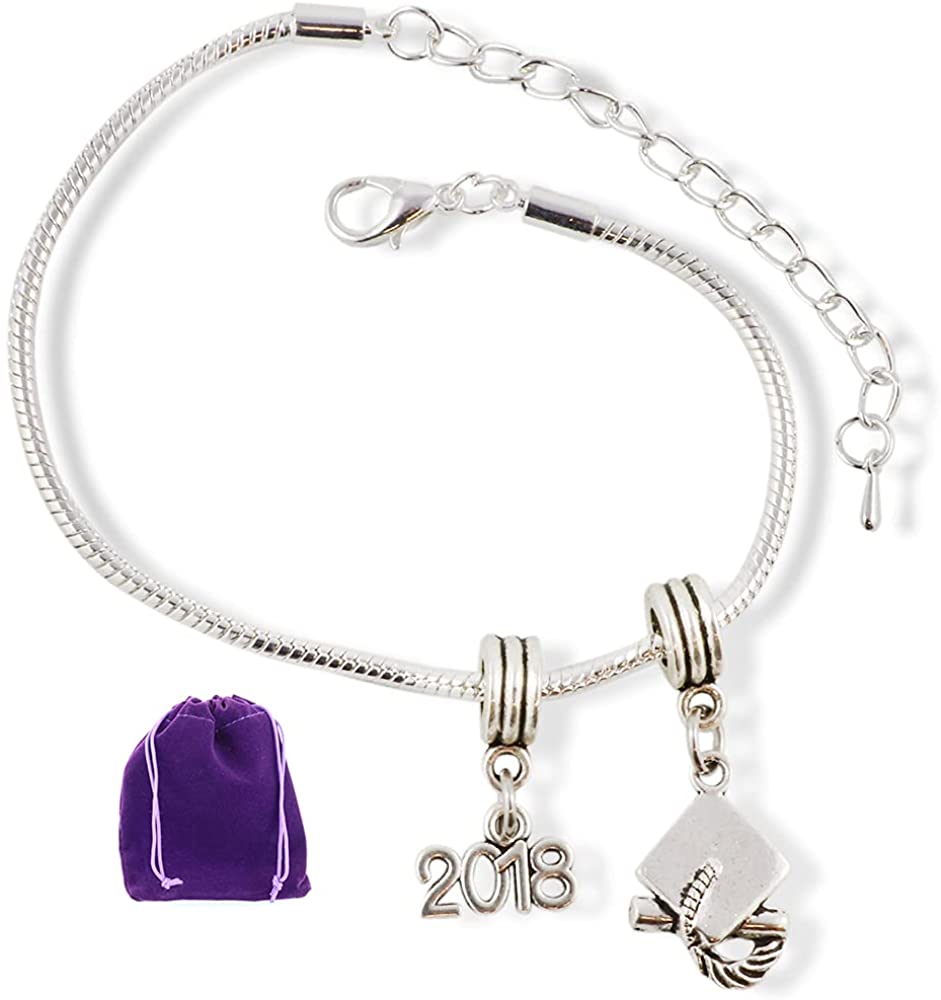 2018 Graduation Party Gifts for Her Bracelet Jewelry Charm Gift for Women and Men Accessories Favors Class of 2018 Grad Gifts