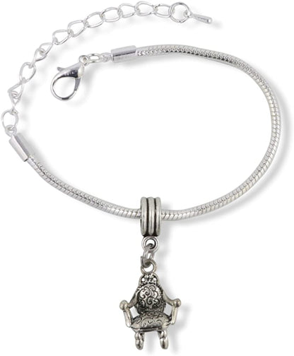 Emerald Park Jewelry Chair Comfy Sitting (high Back Antique with Swirls) Snake Chain Charm Bracelet