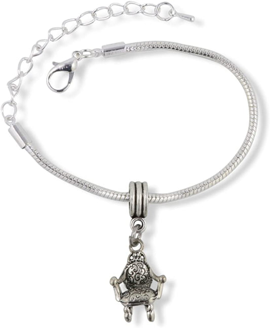 Emerald Park Jewelry Chair Comfy Sitting (high Back Antique with Swirls) Snake Chain Charm Bracelet