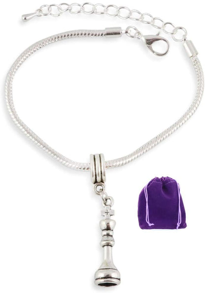 Emerald Park Jewelry King Chess Piece Snake Chain Charm Bracelet