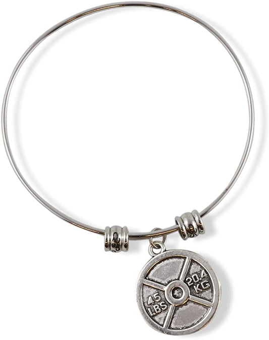 Emerald Park Jewelry Weight Lifting 45 lb Stainless Steel Bangle