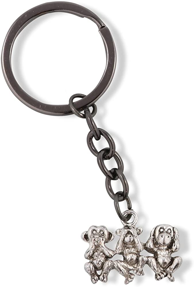 Emerald Park Jewelry Hear no Evil See no Evil Speak no Evil Keychain | Novelty Keychain, Silver, Medium