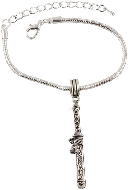 Emerald Park Jewelry Japanese Katana Sword Snake Chain Charm Bracelet