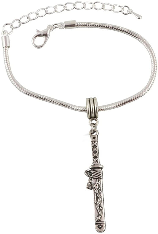 Emerald Park Jewelry Japanese Katana Sword Snake Chain Charm Bracelet