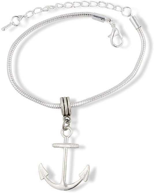 Emerald Park Jewelry Large Boat Anchor Snake Chain Charm Bracelet