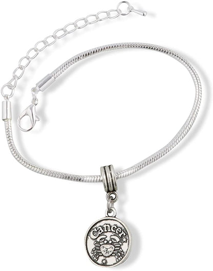 Emerald Park Jewelry Cancer Astrology Sign Snake Chain Charm Bracelet