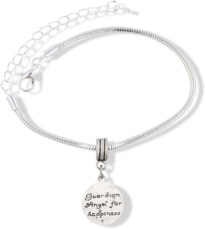 EPJ Guardian Angel Bracelet | Happiness Stainless Steel Snake Chain Charm Bracelet