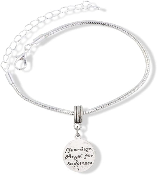 EPJ Guardian Angel Bracelet | Happiness Stainless Steel Snake Chain Charm Bracelet