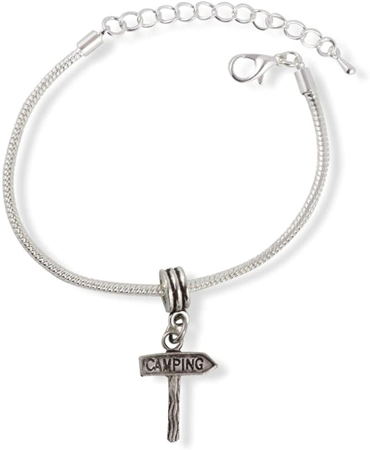 Camping Sign Snake Chain Charm Bracelet