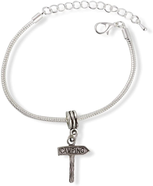 Camping Sign Snake Chain Charm Bracelet