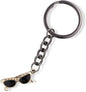 Sunglasses Black Lens on Gold Frame Charm Keychain