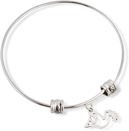 Emerald Park Jewelry Dove with Olive Branch Peace Symbol Fancy Bangle