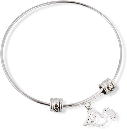 Emerald Park Jewelry Dove with Olive Branch Peace Symbol Fancy Bangle