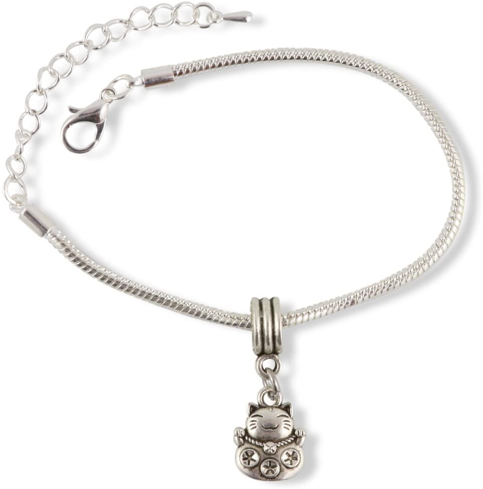 Emerald Park Jewelry Happy Cat Snake Chain Charm Bracelet