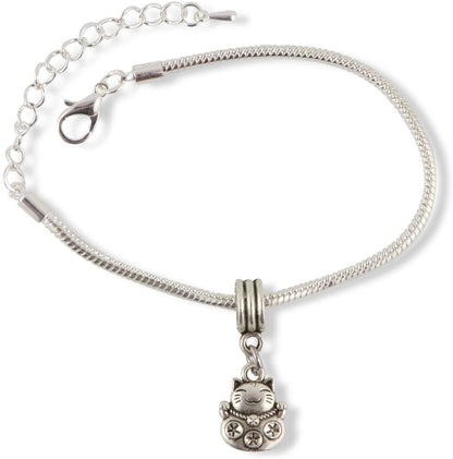 Emerald Park Jewelry Happy Cat Snake Chain Charm Bracelet