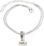 Wish on a Small Rectangle Snake Chain Charm Bracelet